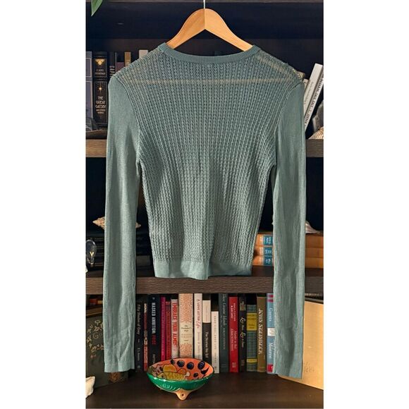 NWT Free People Jade Green H2O Crew Mesh Cropped Long Sleeve Pullover Small - Picture 5 of 8